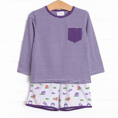 Down, Set, Hike Long Sleeve Short Set, Purple