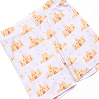 Seashells and Sandcastles Bamboo Pajama Short Set, Pink