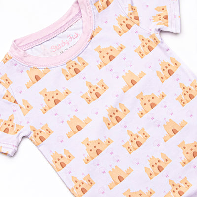 Seashells and Sandcastles Bamboo Pajama Short Set, Pink