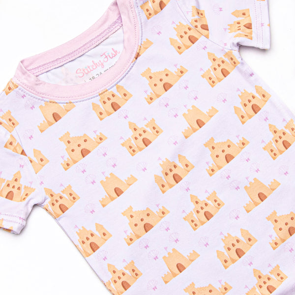 Seashells and Sandcastles Bamboo Pajama Short Set, Pink