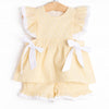 Plain Jane Ruffle Short Set, Yellow Seersucker