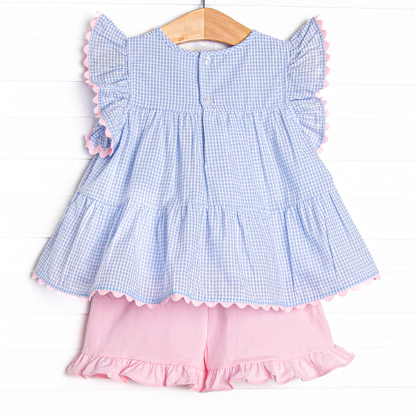 Summer Blues Tiered Ruffle Short Set, Blue
