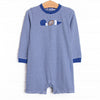Down, Set, Hike Applique Short Romper, Blue