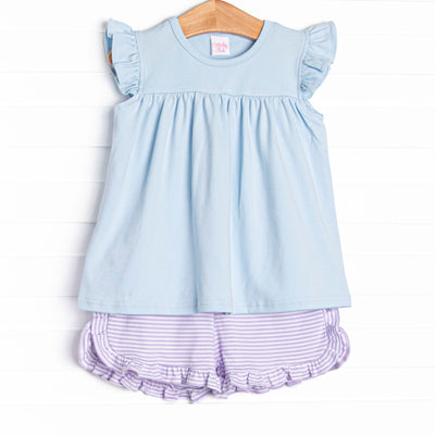 Caitlyn Pima Short Set, Blue and Purple Stripe