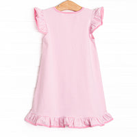 Ready To Learn Applique Flutter Sleeve Dress, Pink