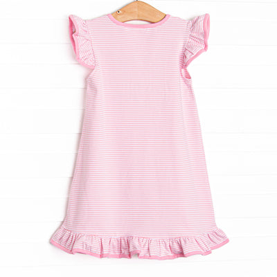 Ready To Learn Applique Flutter Sleeve Dress, Pink