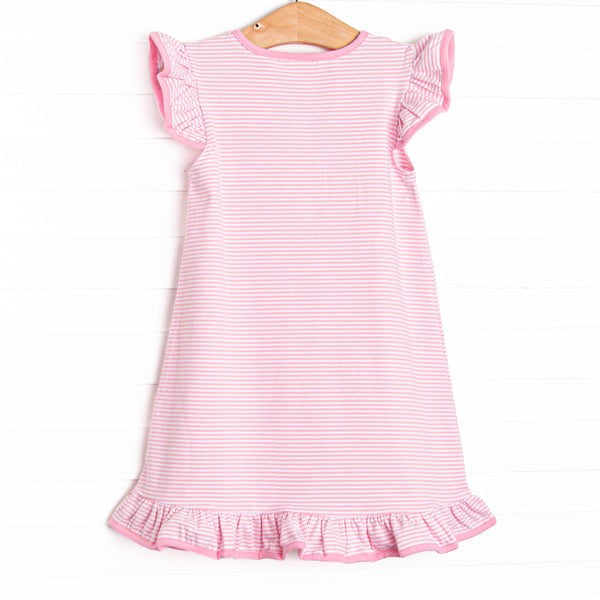 Ready To Learn Applique Flutter Sleeve Dress, Pink