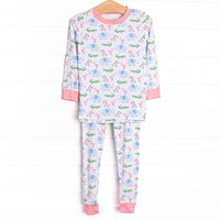 Zoo Park Pals Bamboo Pajama Set, Pink