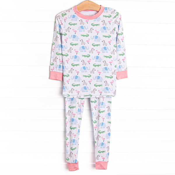 Zoo Park Pals Bamboo Pajama Set, Pink