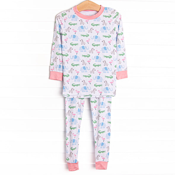 Zoo Park Pals Bamboo Pajama Set, Pink