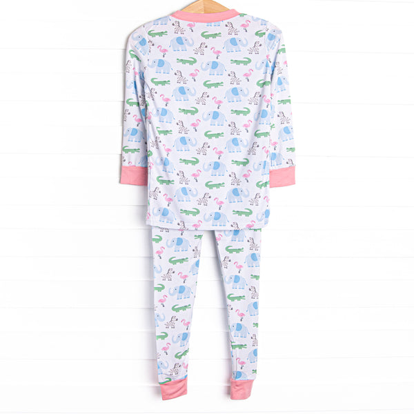 Zoo Park Pals Bamboo Pajama Set, Pink