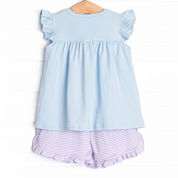 Caitlyn Pima Short Set, Blue and Purple Stripe