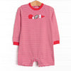 Down, Set, Hike Applique Short Romper, Red