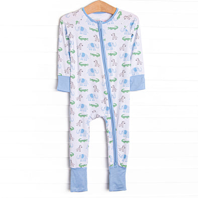 Zoo Park Pals Bamboo Zippy Pajama, Blue