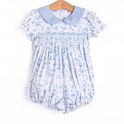Schoolyard Skip Smocked Bubble, Blue