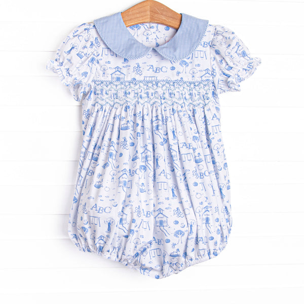 Schoolyard Skip Smocked Bubble, Blue
