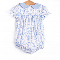 Schoolyard Skip Smocked Bubble, Blue