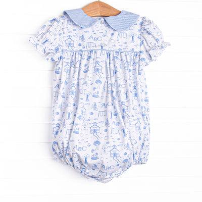Schoolyard Skip Smocked Bubble, Blue