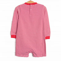 Down, Set, Hike Applique Short Romper, Red