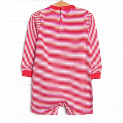 Down, Set, Hike Applique Short Romper, Red
