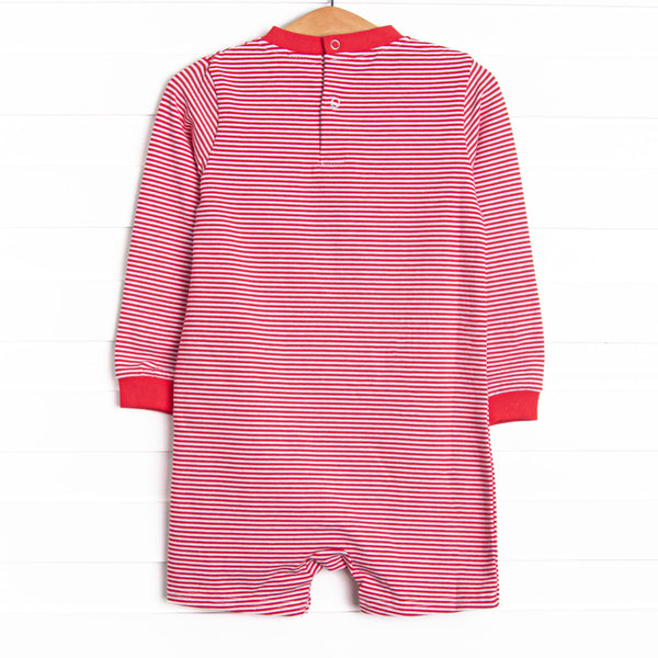 Down, Set, Hike Applique Short Romper, Red