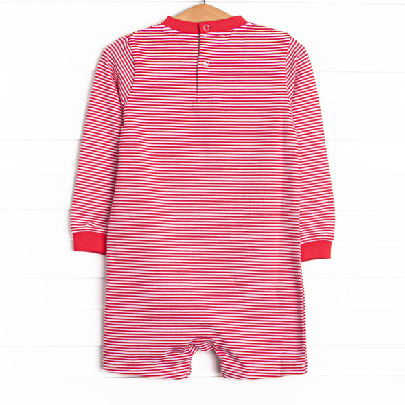 Down, Set, Hike Applique Short Romper, Red