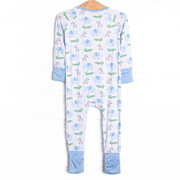 Zoo Park Pals Bamboo Zippy Pajama, Blue