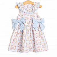 First Day Florals Side Tie Dress, Blue