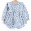 Saylor Floral Bow Diaper Set, Blue