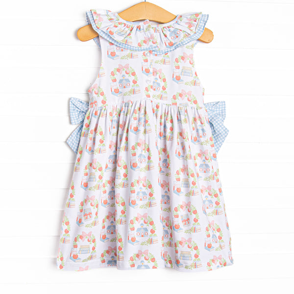 First Day Florals Side Tie Dress, Blue