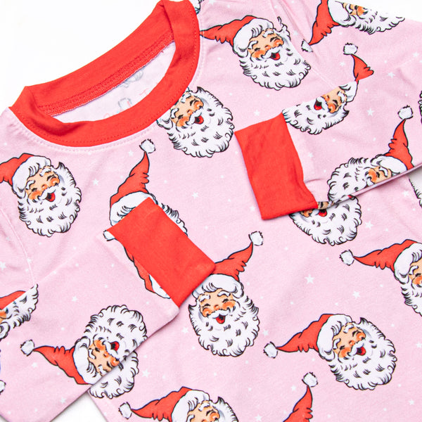 Pink Christmas Bamboo Pajama Set, Pink