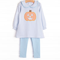 Cutest Carving Applique Legging Set, Blue