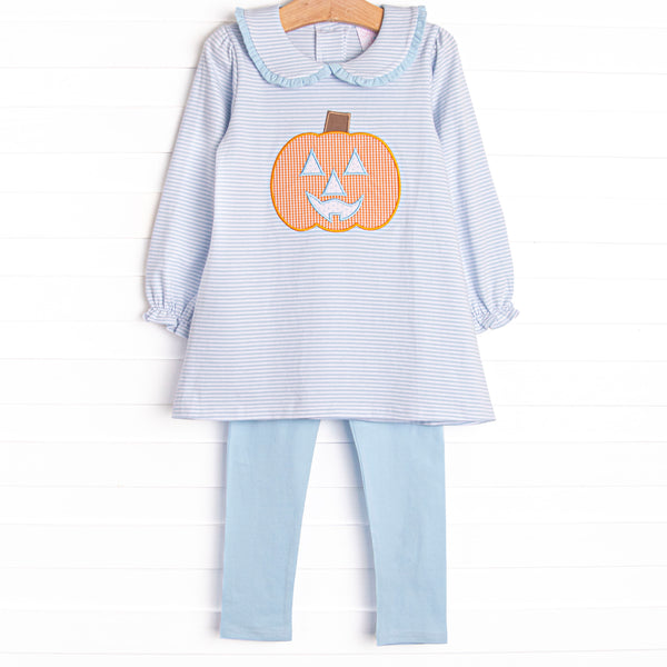 Cutest Carving Applique Legging Set, Blue