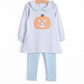 Cutest Carving Applique Legging Set, Blue