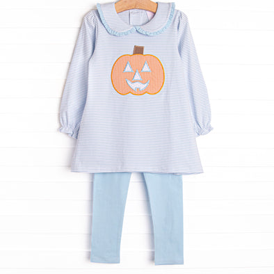 Cutest Carving Applique Legging Set, Blue