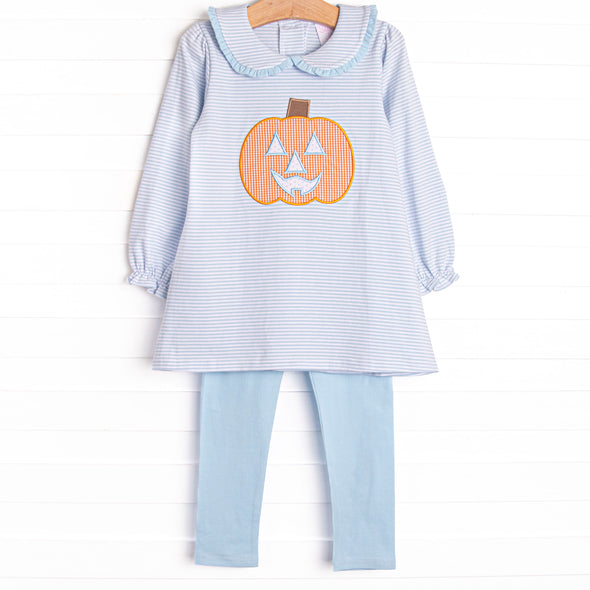 Cutest Carving Applique Legging Set, Blue