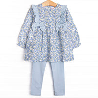 Saylor Floral Bow Legging Set, Blue