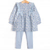 Saylor Floral Bow Legging Set, Blue