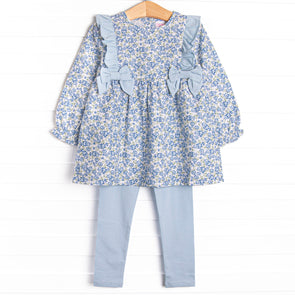 Saylor Floral Bow Legging Set, Blue
