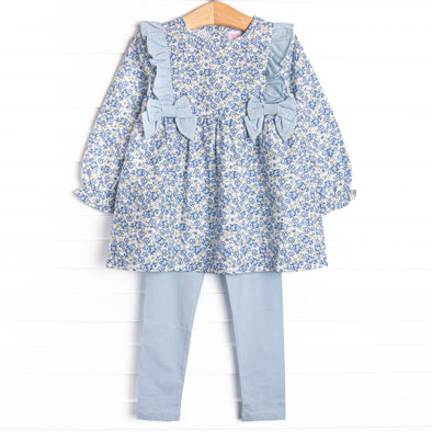 Saylor Floral Bow Legging Set, Blue