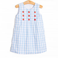 Apple Pickin' Embroidered Dress, Blue