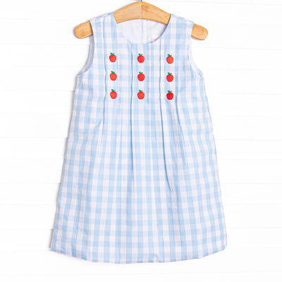 Apple Pickin' Embroidered Dress, Blue