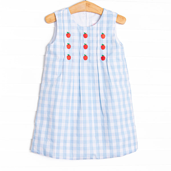 Apple Pickin' Embroidered Dress, Blue