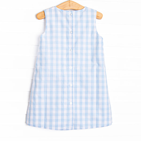 Apple Pickin' Embroidered Dress, Blue