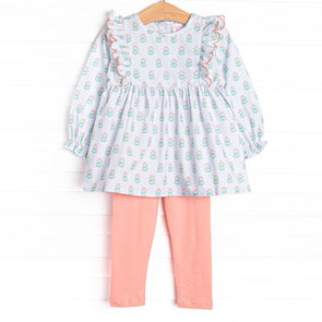 Medallion Memories Flutter Sleeve Legging Set, Blue