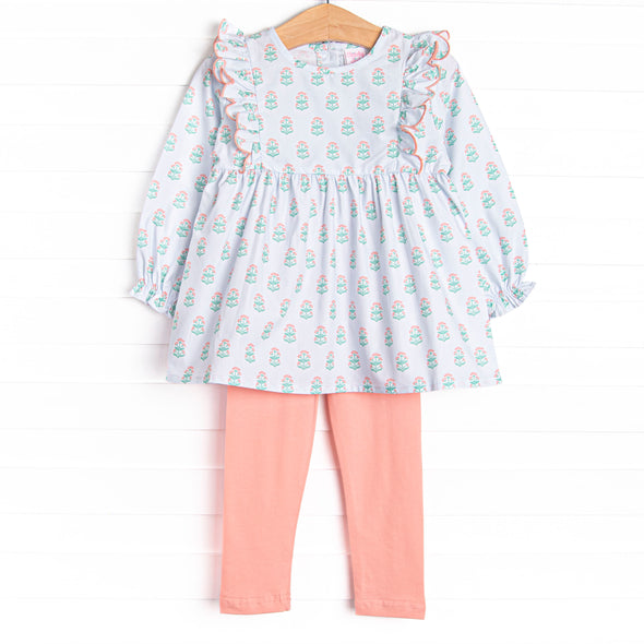 Medallion Memories Flutter Sleeve Legging Set, Blue