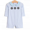 Corner Kick Cutie Applique Short Romper, Blue Stripe