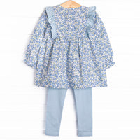 Saylor Floral Bow Legging Set, Blue