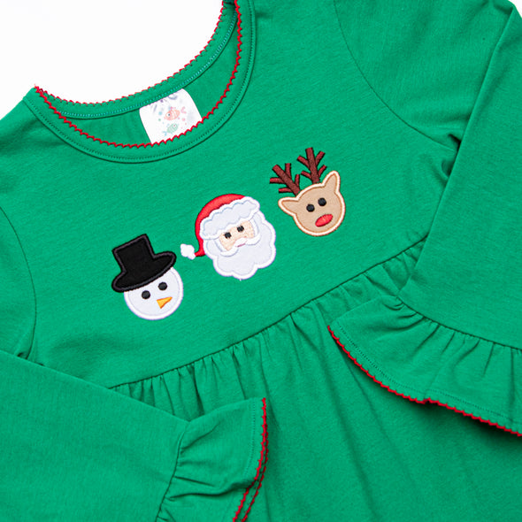 Festive Friends Embroidered Legging Set, Green