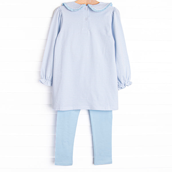 Cutest Carving Applique Legging Set, Blue